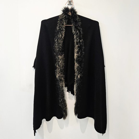 (Last Chance)Tassel Shawl with Fox Fur Collar - Picture 1 of 4